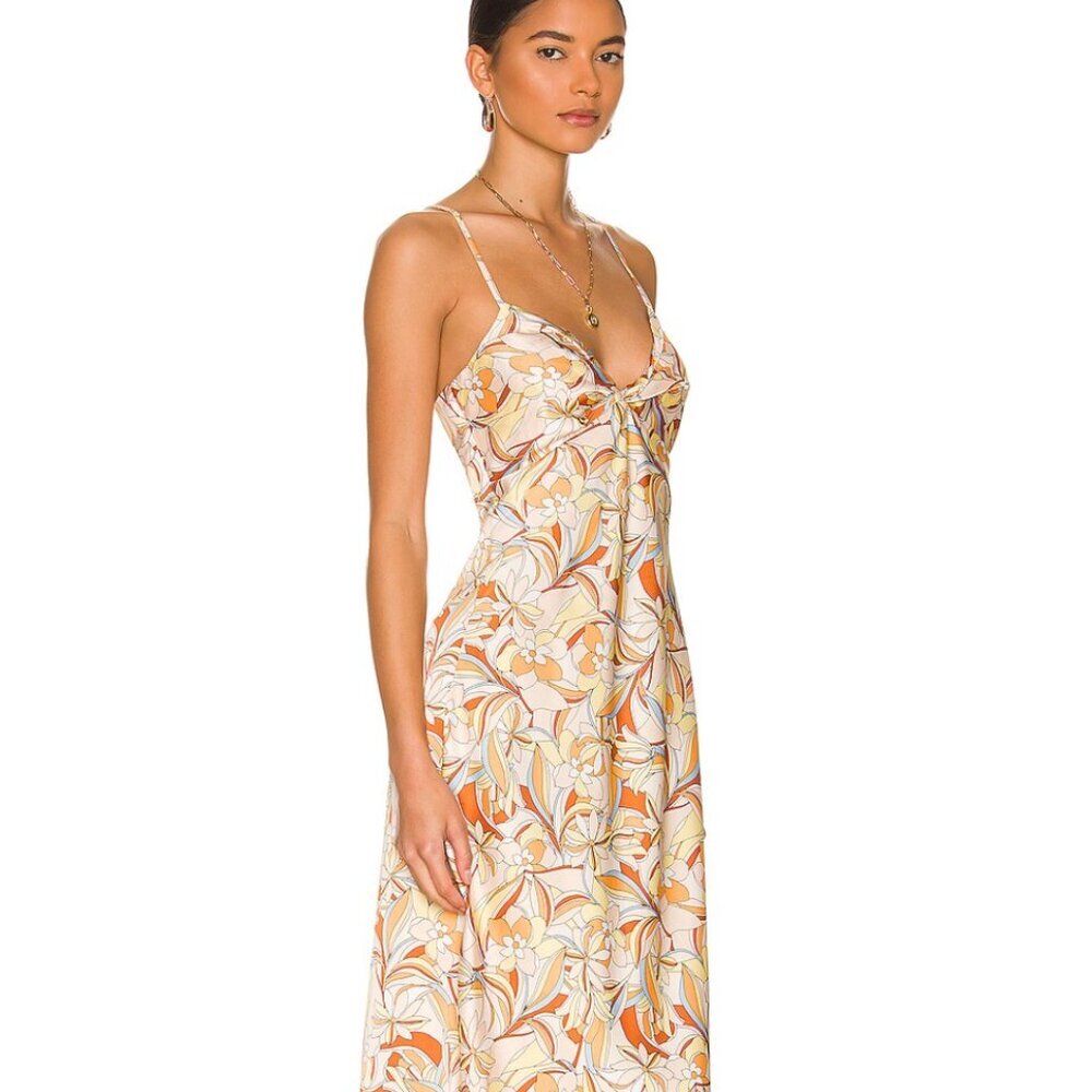 L*Space Joanna Satin Cami Romantic Midi Dress in Sunshine Floral Size Small $158